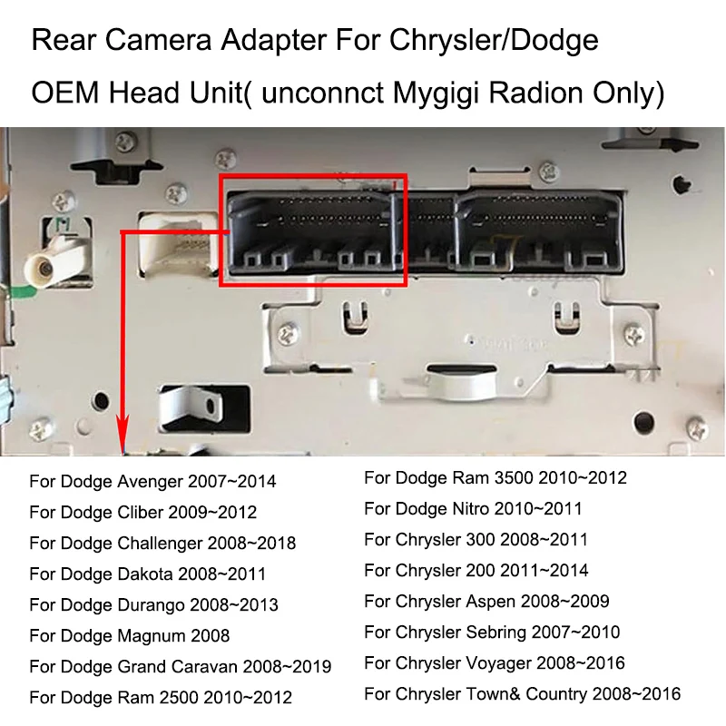 

20-контактный кабель-адаптер RCA для резервной камеры Dodge Challenger Dakota Durango Magnum Chrysler с разъединителем только Mygig Radio