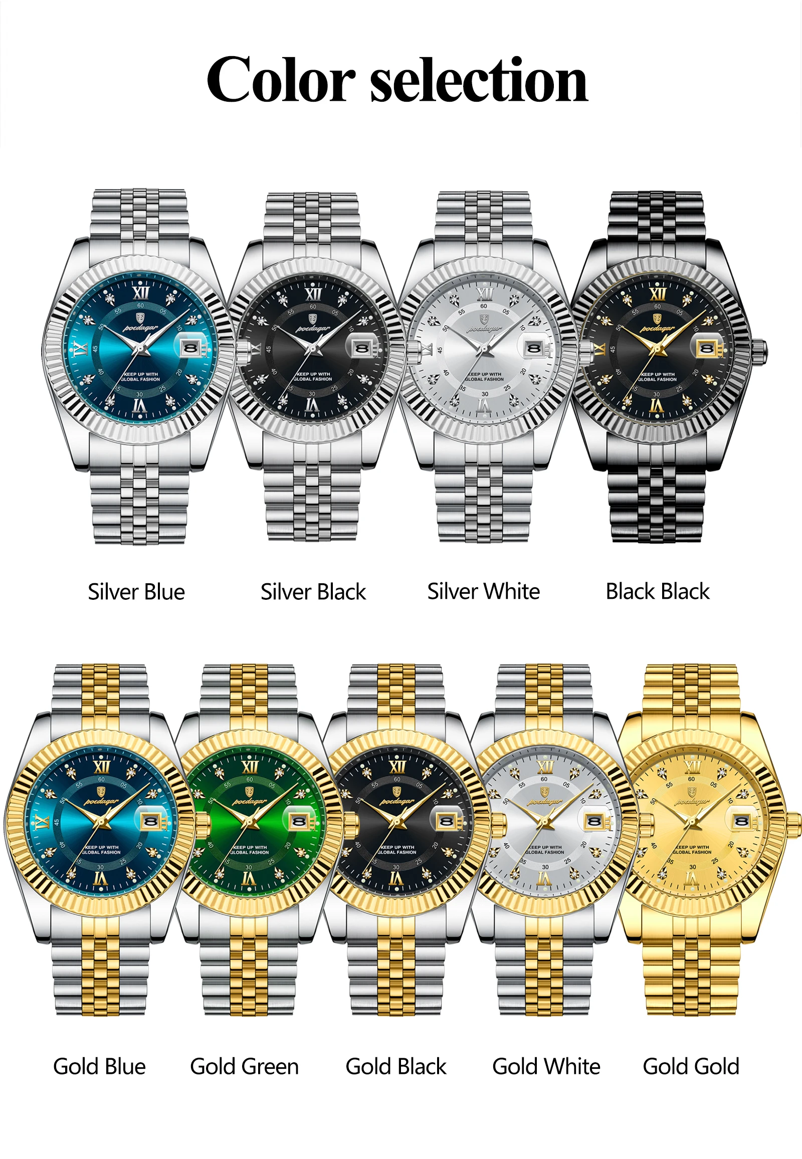 POEDAGAR Original Herren-Armbanduhr Wasserdicht Leuchtend Datum Geschäfts-Männeruhr Edelstahl Quarz Militär-Herrenuhren Reloj – Detail 8