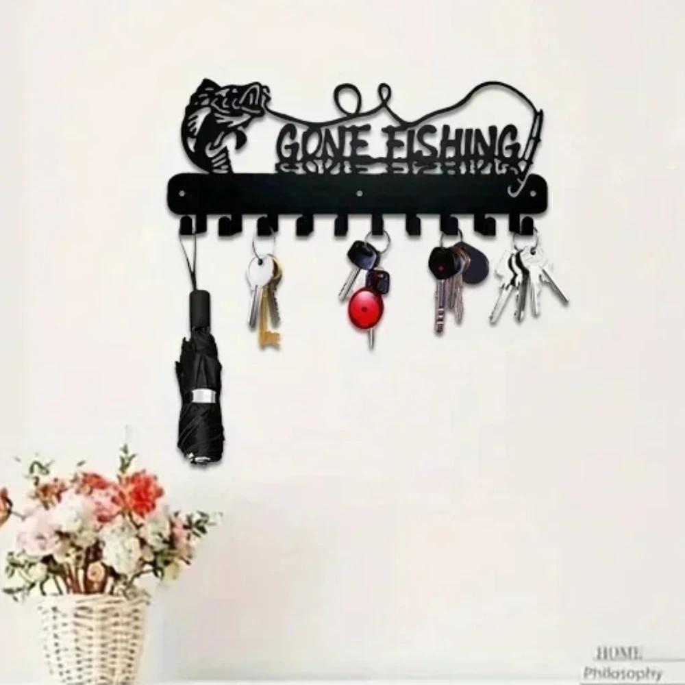 

Cute Fish Key Storage Rack With Hooks, Stable Key Metal Holder, Space Saving Storage Organizer