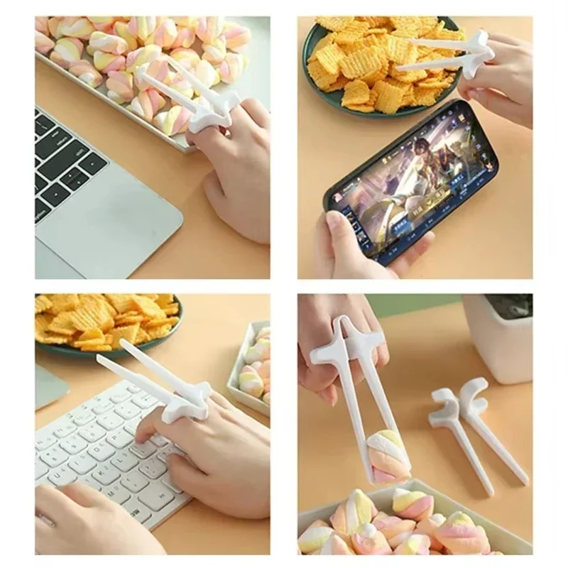Free-Hands Snack Chopsticks Play Games Finger Chopsticks Lazy Assistant Clip Snacks Not Dirty Hand Rings Accessory Kitchen Tool