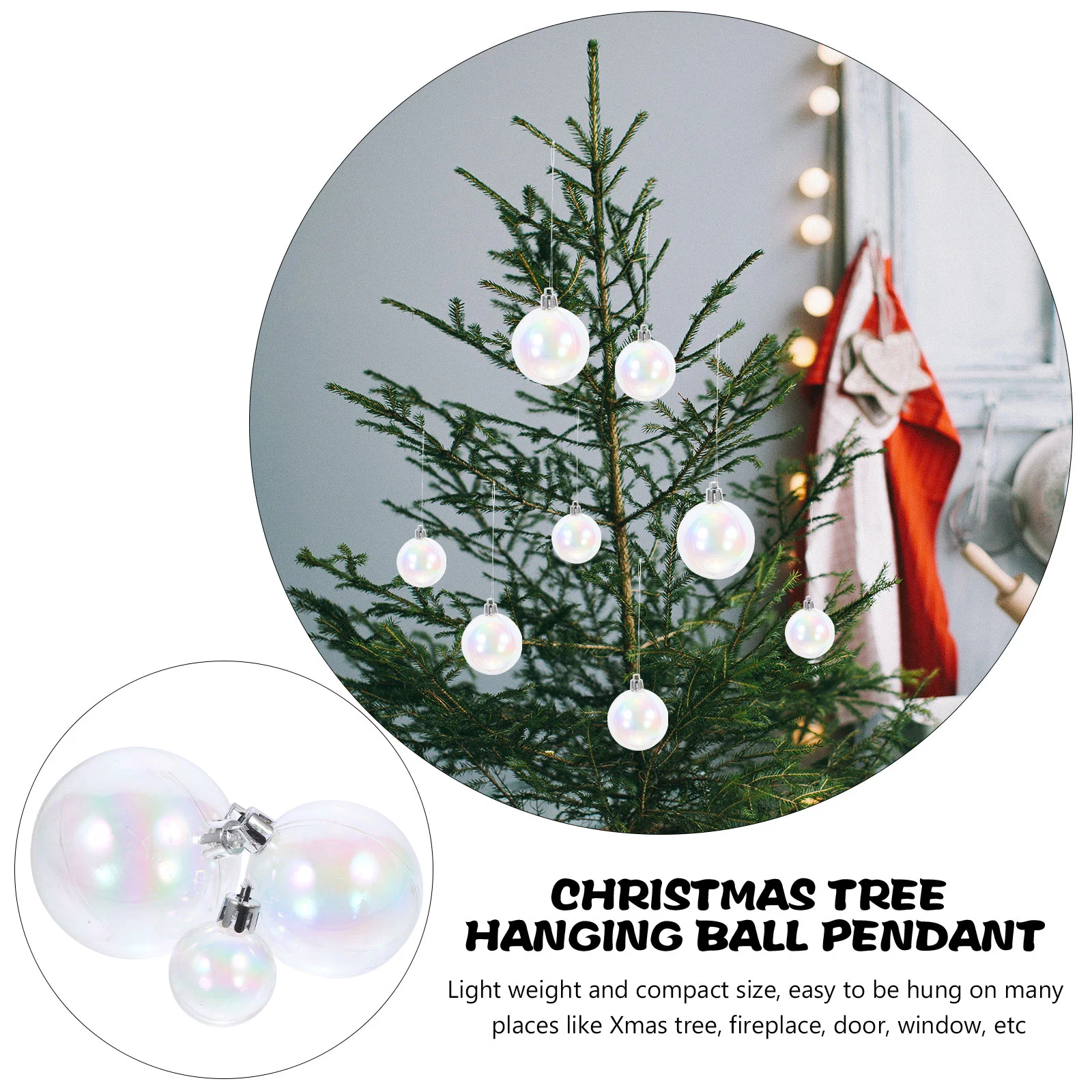 24 Pcs Decorate Decorations Christmas Balls Clear Ornaments Iridescent The Pet Tree Hanging