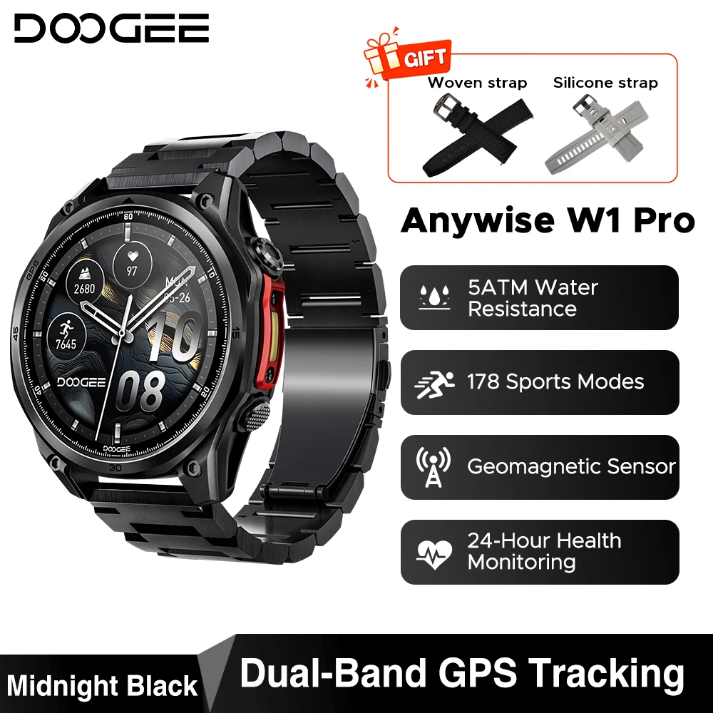 DOOGEE ANYWISE W1 PRO スマートウォッチ 1.43インチ 5ATM防水 178種類