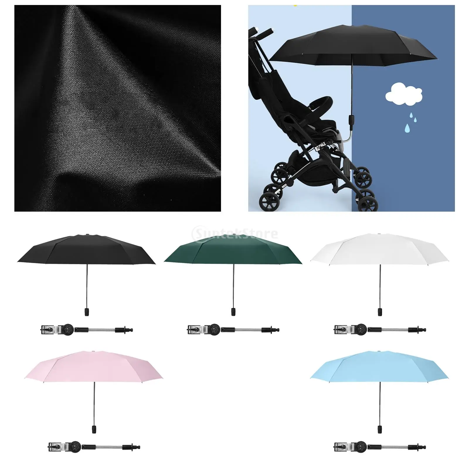 

Parasol Beach Umbrella Adjustable with Clamp 90cm Diamter Universal Umbrella for Accessories Chair