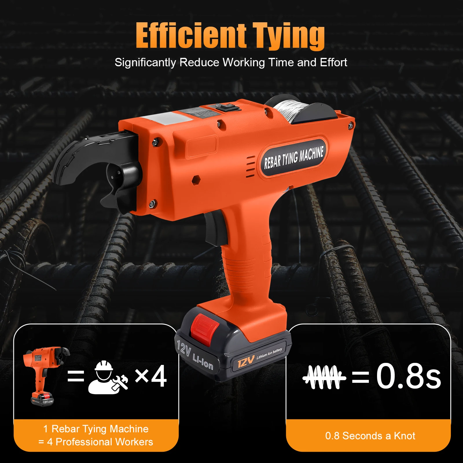 

Automatic Handheld Rebar Tying Tool 8-34MM 12V Battery Powered, Rebar Binding Machine for Construction Bridges Tunnel