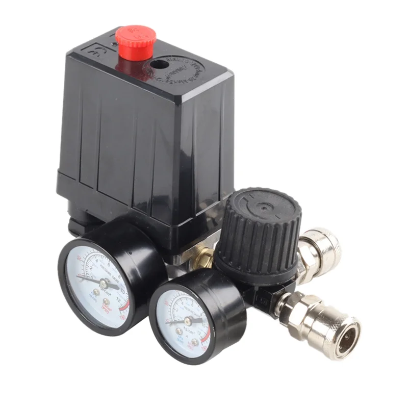 

3000L/Min Air Pump Control Valve 0-180 PSI Gauge 220V/380V Regulator Duty Air Compressor Pump Pressure Control Switch-AT64