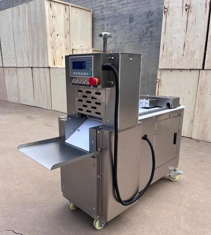 معدات الجزار الصناعية الجديدة 4 لفات قاعدة أرضية قطاعة طعام اللحوم آلة قطع سميكة للسجق لحم الخنزير المقدد ولحم البقر أكثر