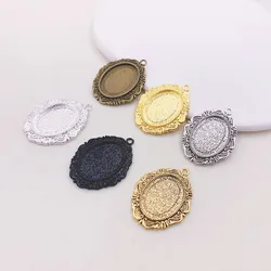 Onebeading Fit 18x25mm Oval Cabochons Pattern Glass Pendant Charm Base Blank Tray DIY Making Accessories 29x40mm 5pcs  K06342