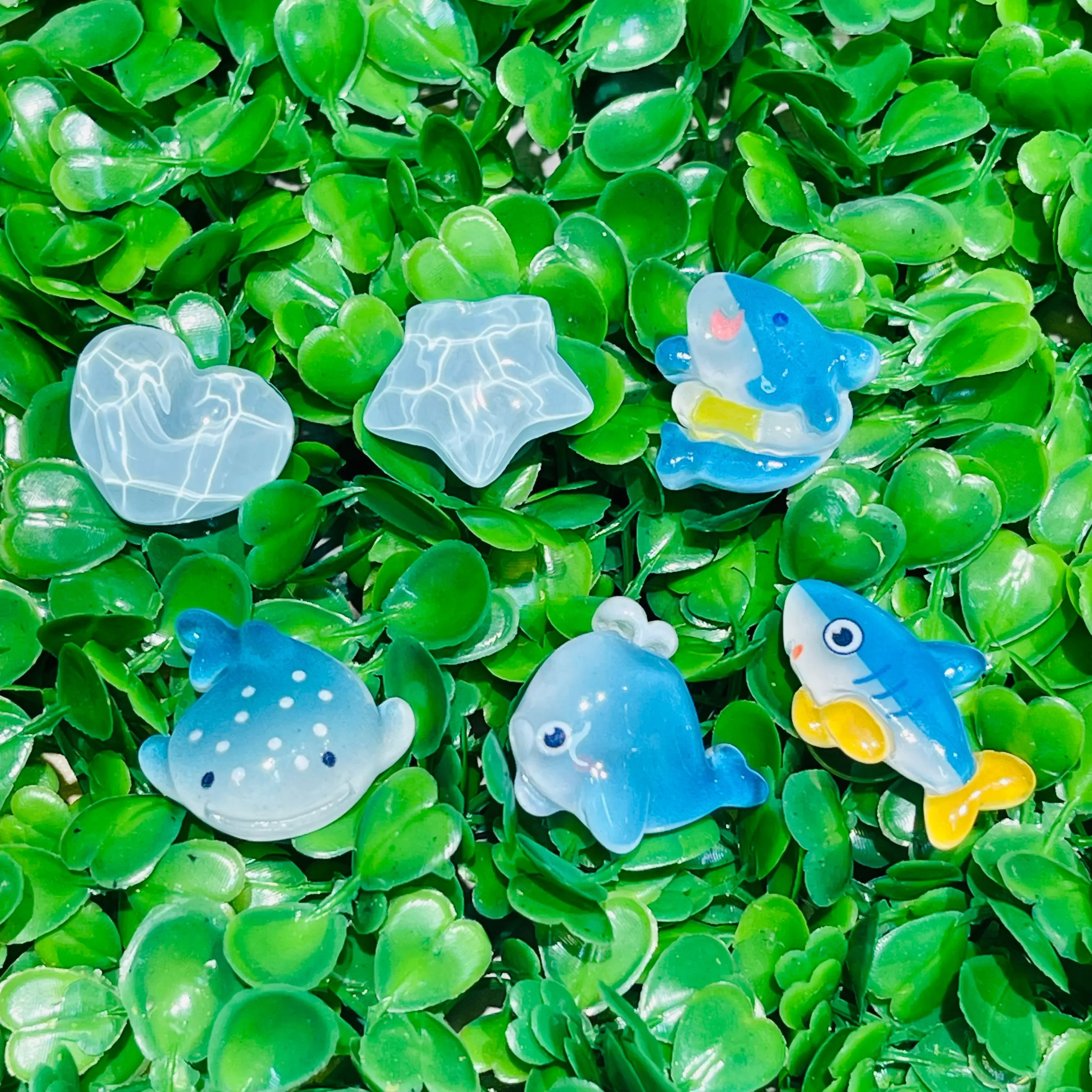1-6PCS Cartoon Blue Whale Shark Dolphin Star Heart Resin Sandals Shoe Charms Garden Shoes Button Ornaments Slipper Accessories 