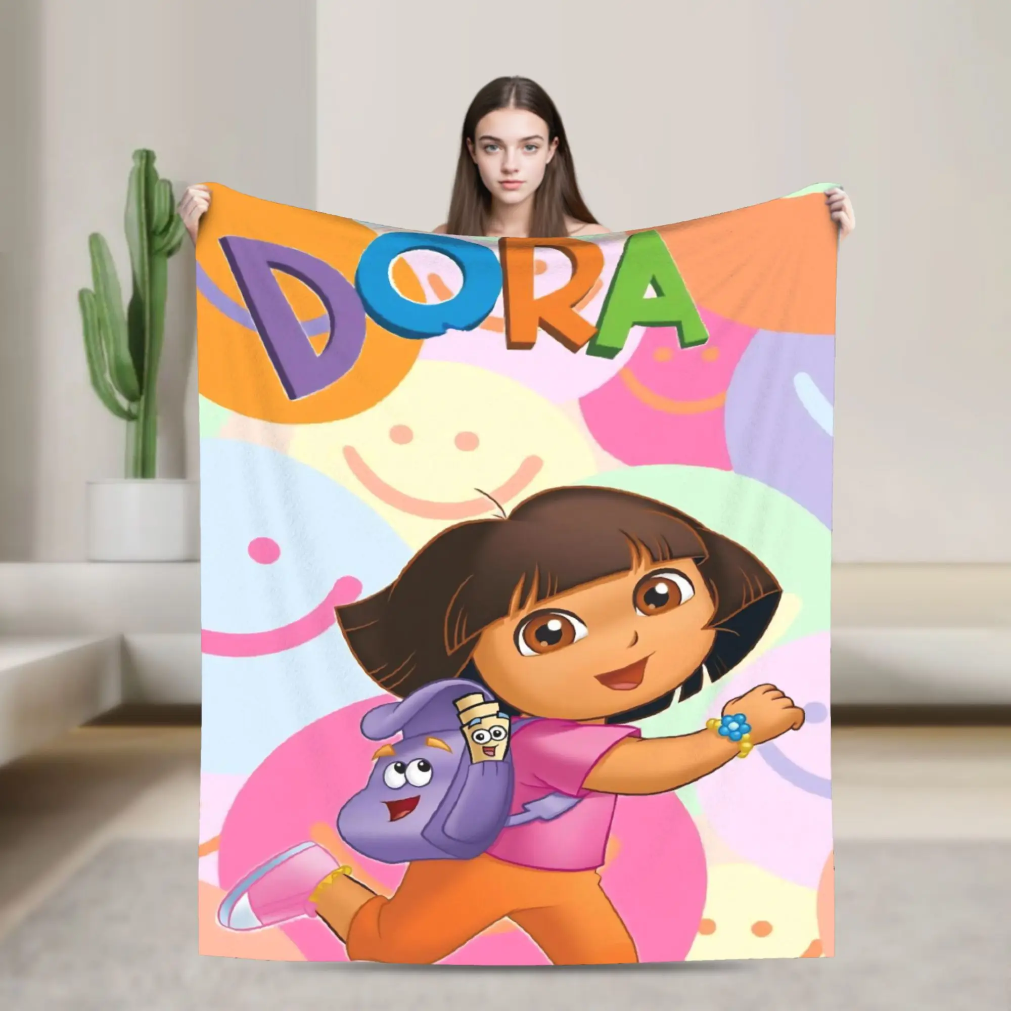 Super Soft D-Doras The Explorers Throw Blanket Premium Flannel Fleece Lightweight Bed Blanket Cozy Plush Blankets All Season Use