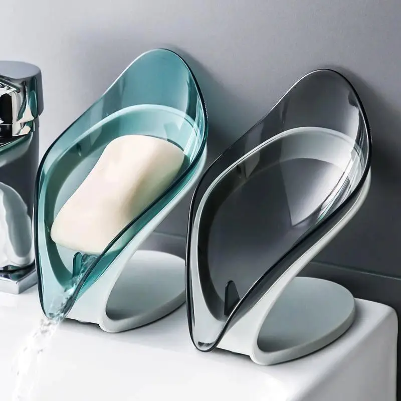 Leaf Shape Dish Soap Kitchen Sponge Soap Box Storage Non-slip Drain Case Container Bathroom Soap Holder Accessories
