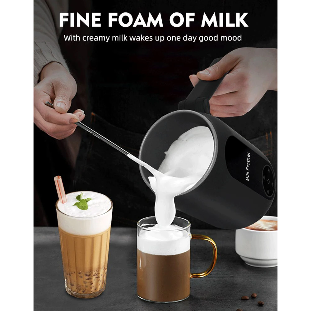 Electric Milk Frother Cooker for Frothing 4-in-1 Milk Steamer with Rotatable Handle Foam Maker for Coffee/Latte/Cappuccino