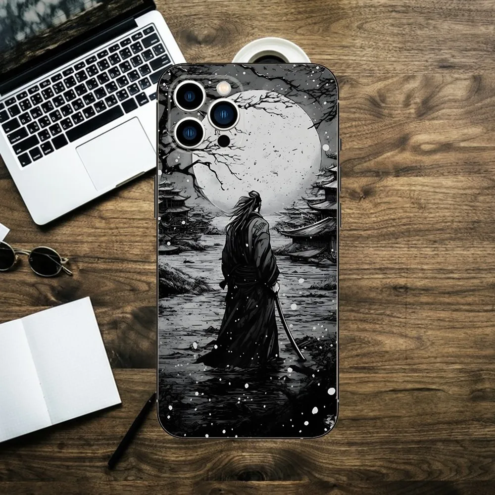 Vagabond Miyamoto M-Musashi Phone Case For iPhone 15,14,13,12,11,XS,XR,X,8,7,Pro,Max,Plus,mini Silicone Black Cover