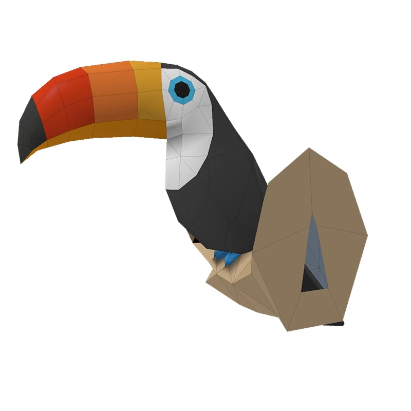 Toucan 3D DIY Paper Model Birds Animal Papercraft Home Decor Wall Decoration Puzzles Educational Toys For Children Kids