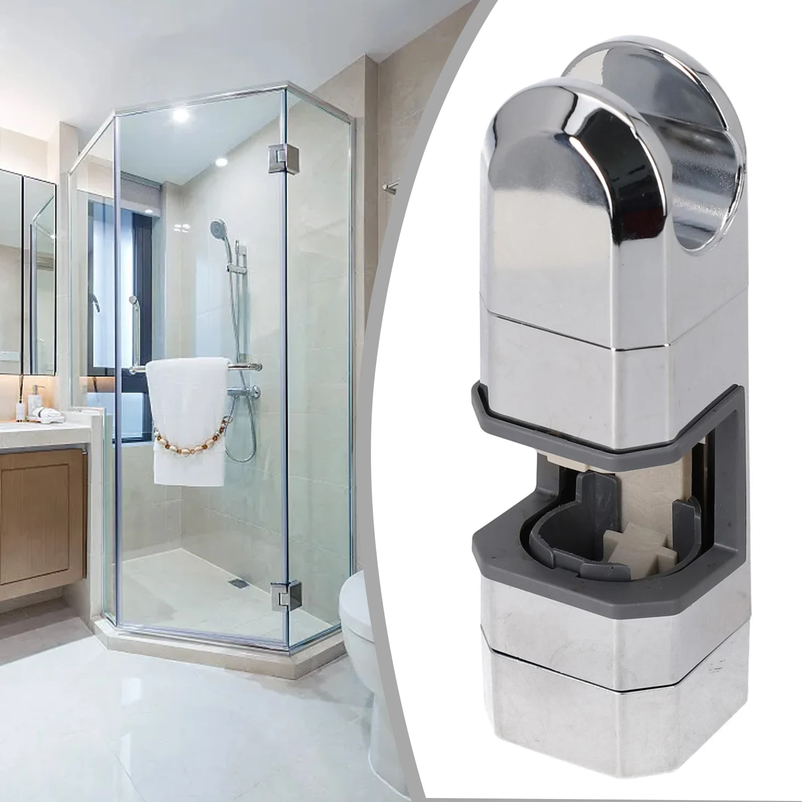 Adjustable Shower Head Holder Bracket For 15mm-30mm Slide Rail, 360 Degree Rotation Chrome ABS Slider Bar Mount