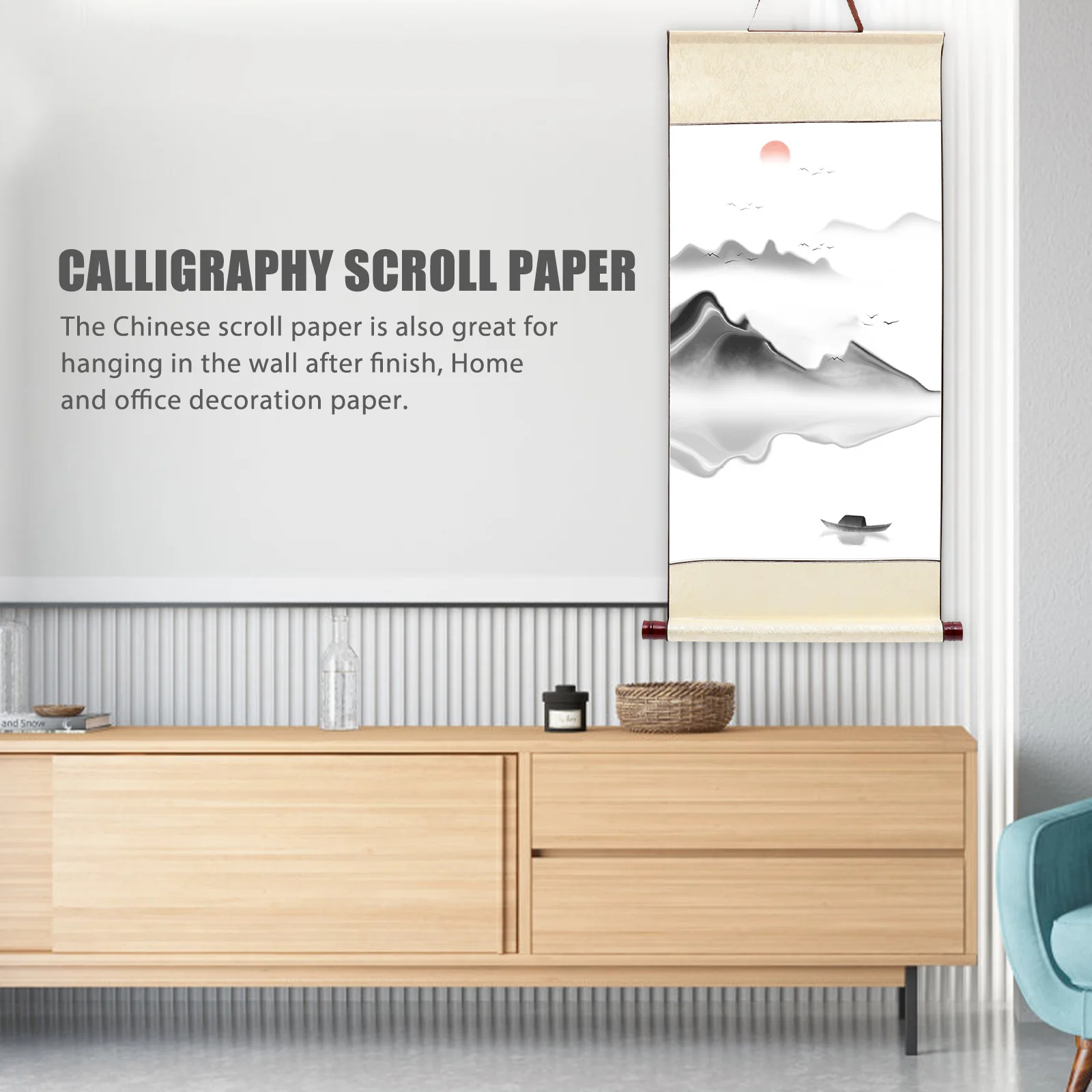 ورق تمرير الخط الفارغ المحمول على الحائط الفني الصيني لكتابة ممارسة الرسم معلقة متعددة الوظائف #1