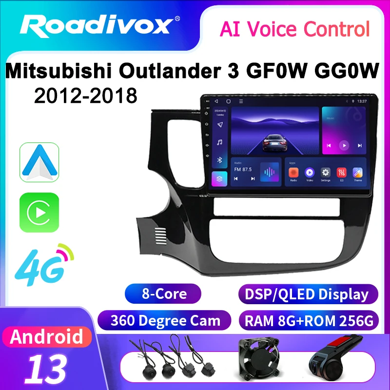 

Автомобильное радио Roadivox Android для Mitsubishi Outlander 3 GF0W GG0W 2012 2018, GPS-навигация, видео, мультимедийный плеер, магнитофон