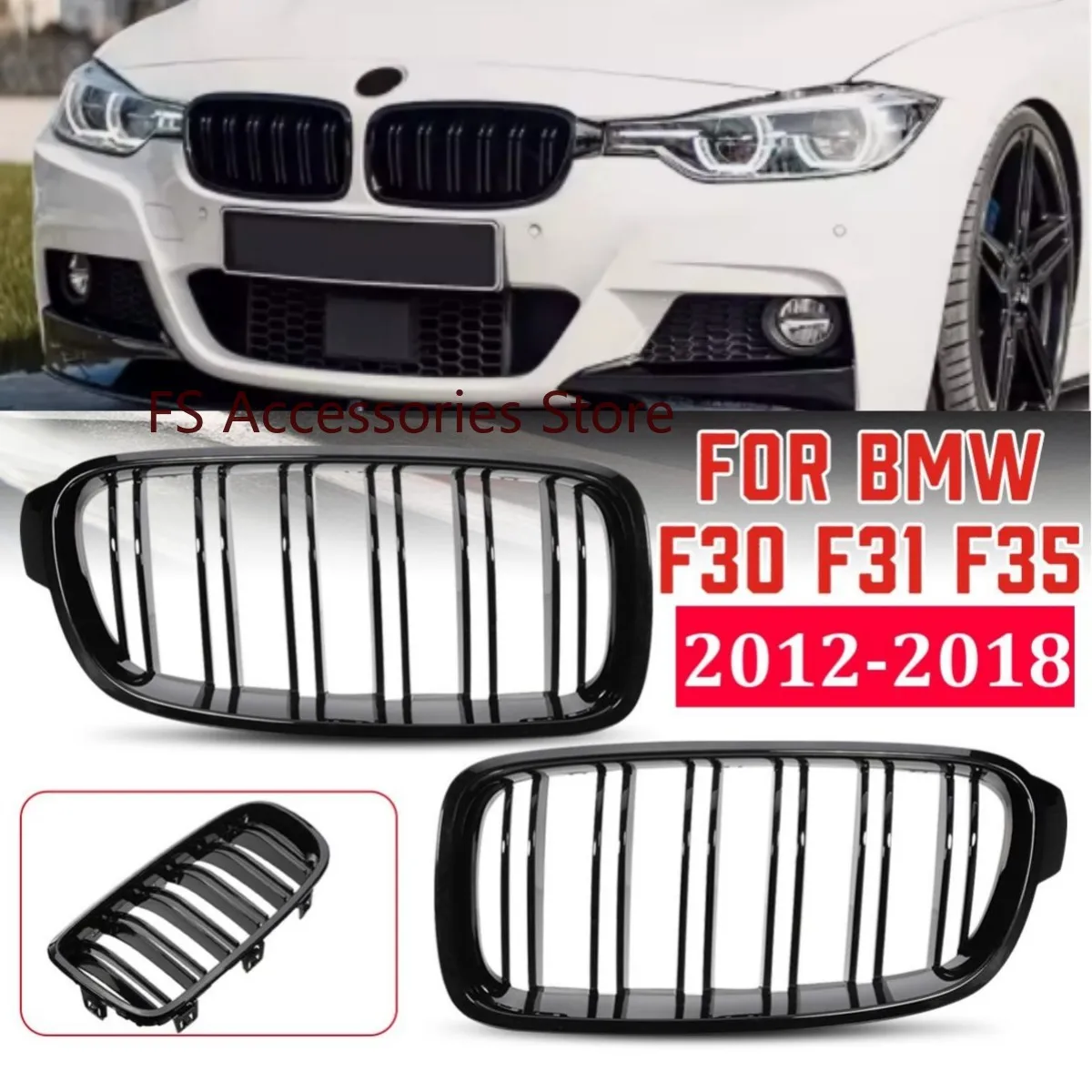 

Глянцевая черная передняя решетка радиатора для BMW 3 серии F30 F31 F35 316i 318i 320i 328i 330i 2012-2019, сменная решетка радиатора для гонок