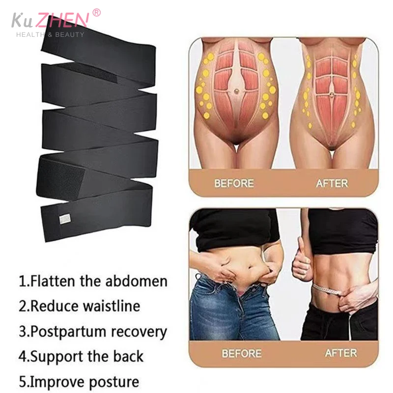 Premium rubber Wrap Bandage Waist Trainer For Women Trimmer Tummy Sweat Waist Wraps Belt With Loop Stomach/Belly/Body Shaper