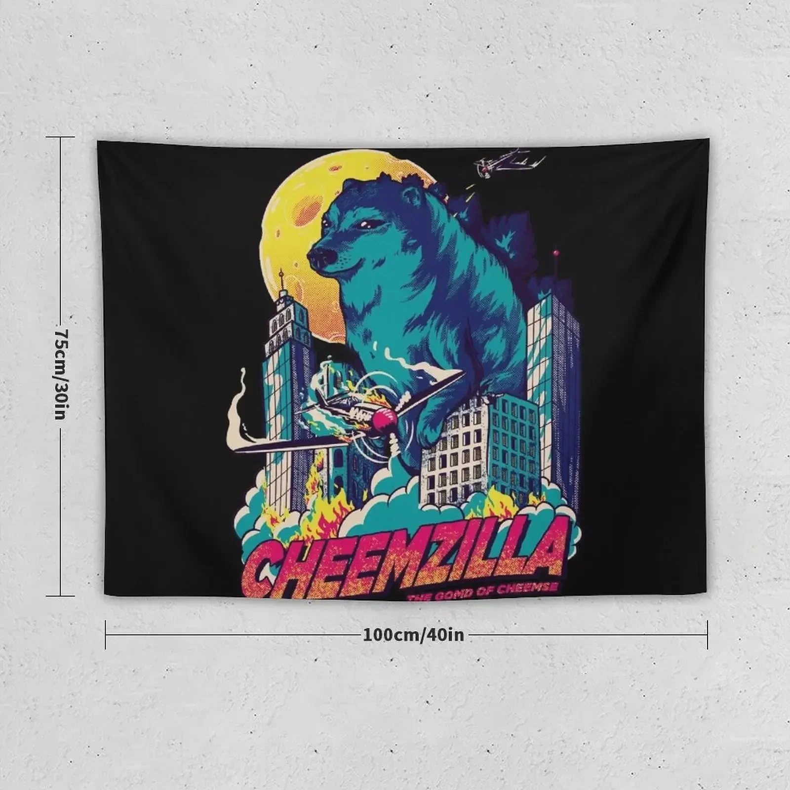 Cheemzilla - The Gomd of Cheemse | Blue | Kaiju Shiba Inu Doggo Wacky and Uncharacteristic Ironic Dank Memes | Dogezill Tapestry