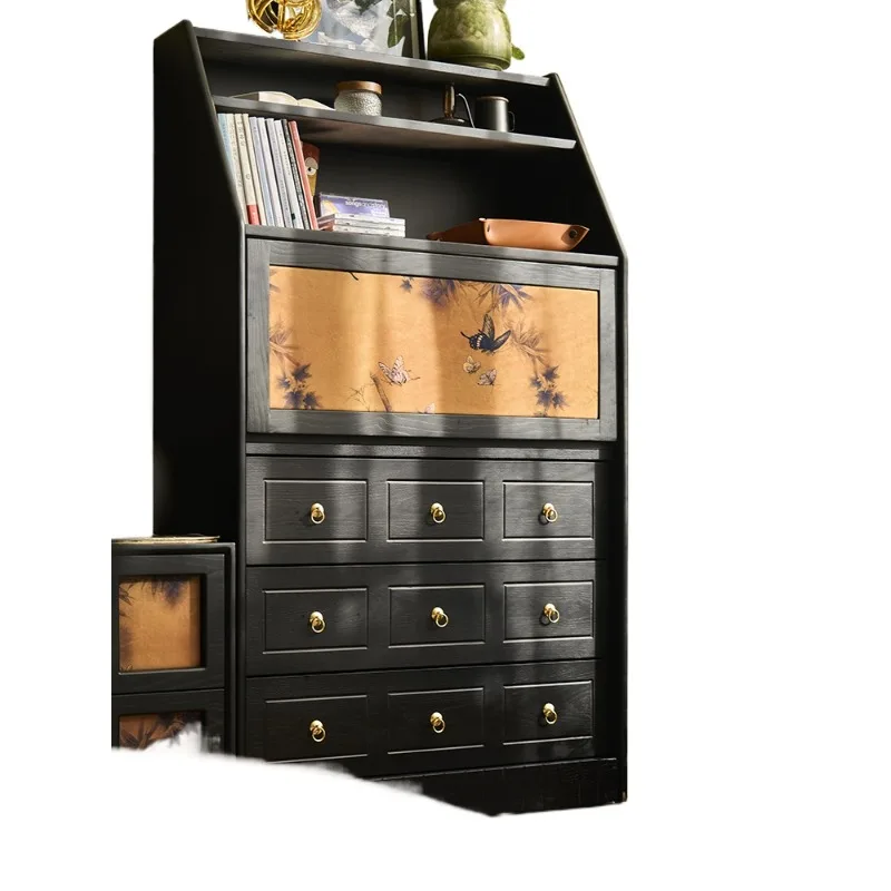

French retro solid wood chest, all solid wood drawers, bookshelves, porch display cabinet