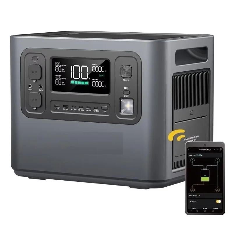 2400W 2048Wh Pure Sine Wave Solar Power Station MPPT with APP Control for Camping RV Emergency Backup