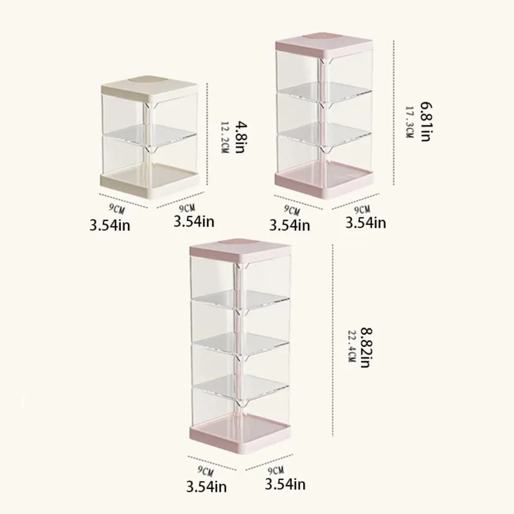 Multifunctionele Draaibare Cosmetische Opbergdoos Transparante Meerlaagse Desktop Organizer Stofdichte Vierkante Make-Up Sponshouder