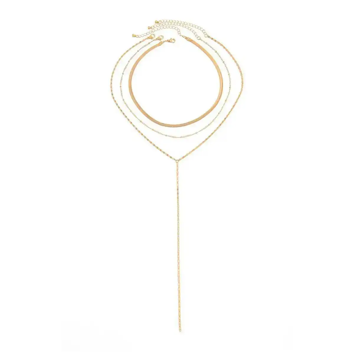 

3Pcs/Set Sexy Vintage Gold Color Snake Chain Necklace for Women Y Shape Flat Chest Pendant Choker Trendy Jewelry Set
