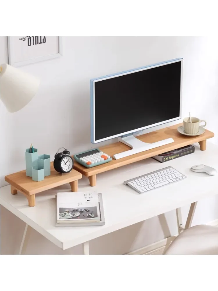 Minimalistisch hoogteverhogend rek Massief houten desktopcomputerstandaard Desktopscherm Monitorstandaard Veelzijdige scène Notebooktafel - afbeelding 2