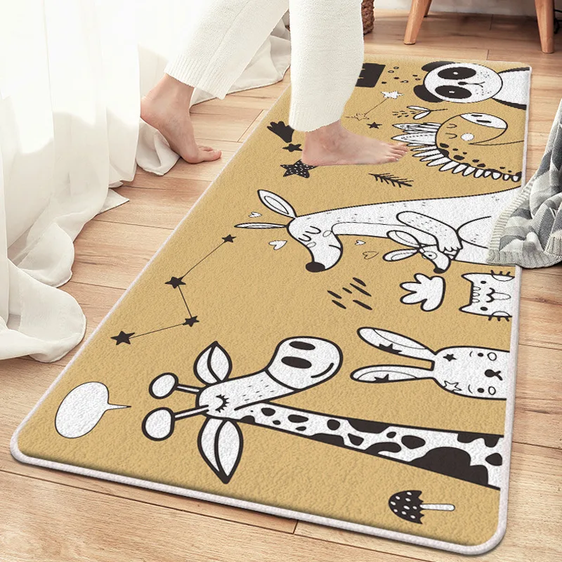 

Cartoon Carpet for Children's Room Bedside Imitation Cashmere Rug in The Bedroom Long Strip Full of Household Balcony Mat Sofa