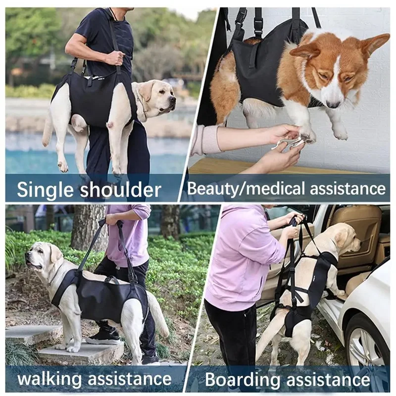

B62B-Dog Carrying Harness Pet Support Harness Puppy Rehabilitation Lift Vest Adjustable Strap Thicken Handle For Injuries