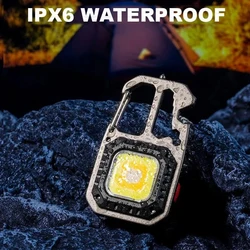 COB Keychain Work Light Flashlight with Battery Display Rechargeable High Lumens Portable LED Light for Camping Hiking Running