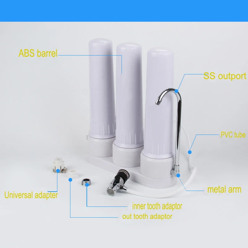 smart 3 stages water purifier/countertop water filter/desk water solution/kitchen water treatment/tap filter+universal connector