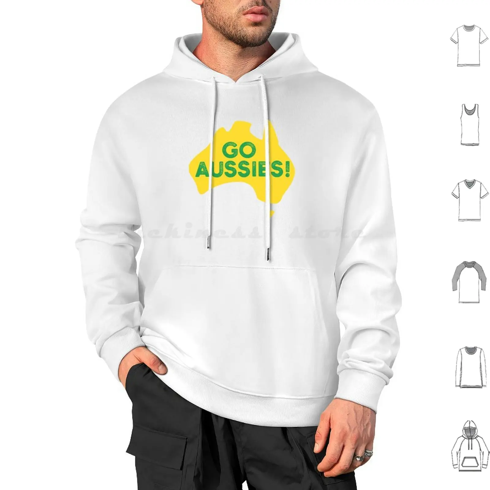 Go Aussies! Hoodies Long Sleeve Straya Straylian Aussie Australia Australian Australia Day Straya Day Cricket Oz Green