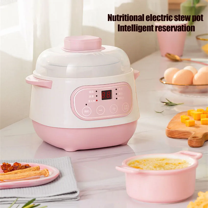 Baby Electric Porridge Pot Ceramic Slow Stewing Cooker Automatic Baby Food Maker Safe Nutritious Cooking Pot for Kids