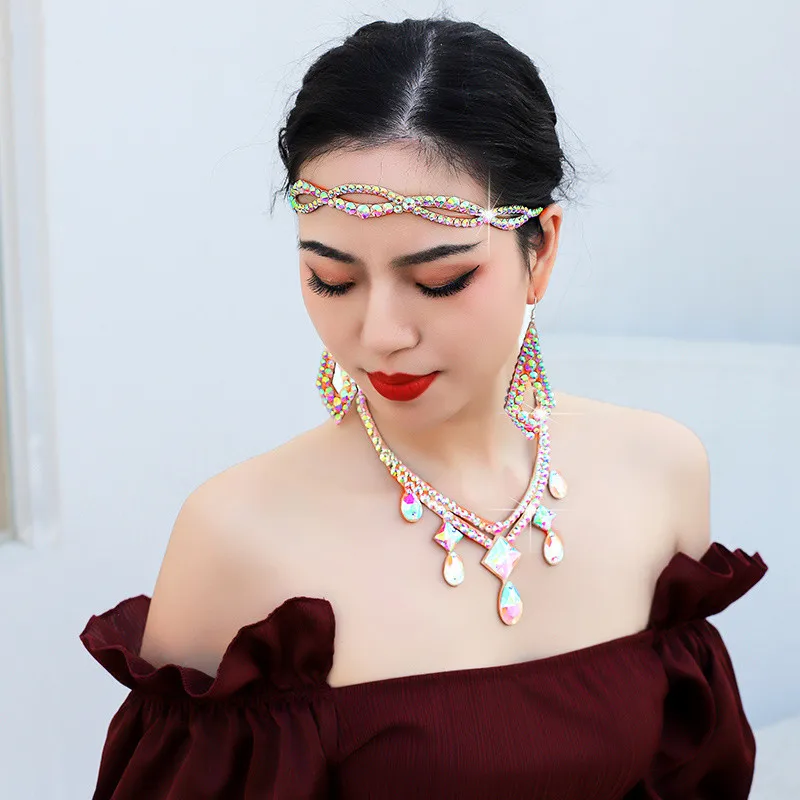 Donna Strass Fronte Testa Catena Fascia Boho Cristallo Lacrima Copricapo Gioielli per capelli Danza del ventre Matrimonio Prom Party Show