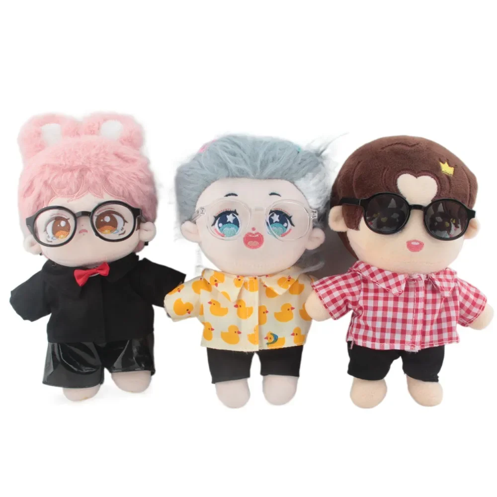 Doll Clothes for 20cm Dolls Shirt Tie Accessories Plush Doll's Clothing Jeans Glasses Stuffed Toy Dolls Outfit for Idol Dolls