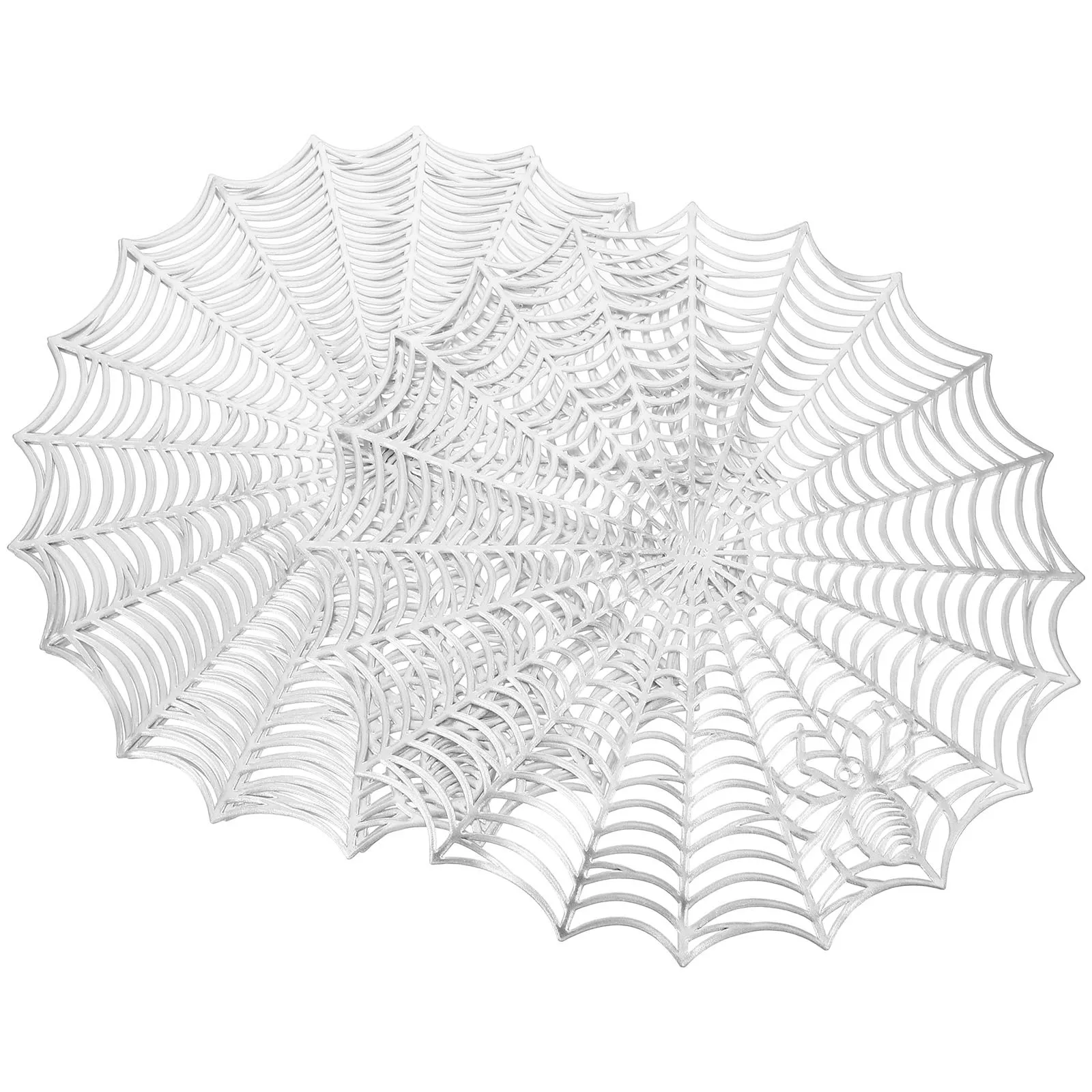 

4Pcs Round Table Placemats Halloween Spider Web Design Decorative Dining Table Mat Washable Insulated Heat Resistant PVC