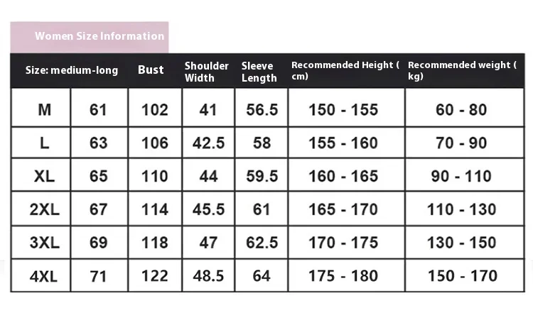 Guide des tailles veste de randonnée femme