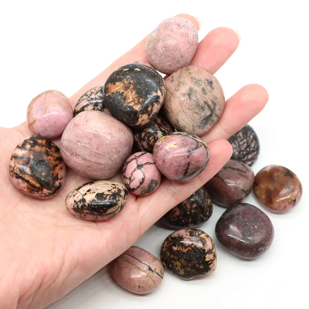 Natural Tumbled Stones Pink Balck Rhodonite Healing Crystal Energy Minerals Specimen Meditation Gems Aquarium Tank Home Decor