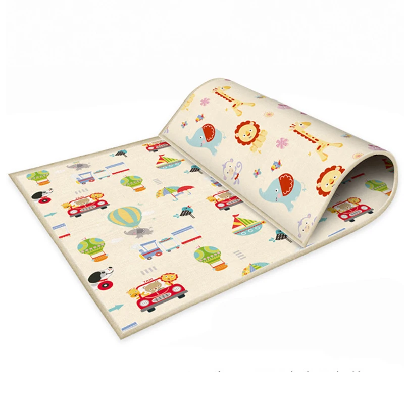 Baby Play Mat Foldable Children Carpet Double-sided Cartoon Pattern Kids Room Carpet Educational Activity Surface Easy To Carry