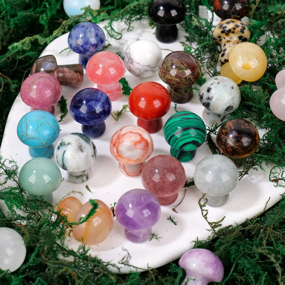Natural Crystal Mushroom Gemstone Quartz Jungle Fungus Miniature Healing Reiki Mineral DIY Crafts Gift Aquarium Home Decoration