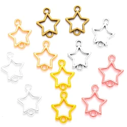 40pcs 6 Color Double hole star Charms Metal For Earring necklace Pendants DIY Handmade Jewelry Accessories Making 15*12mm L343