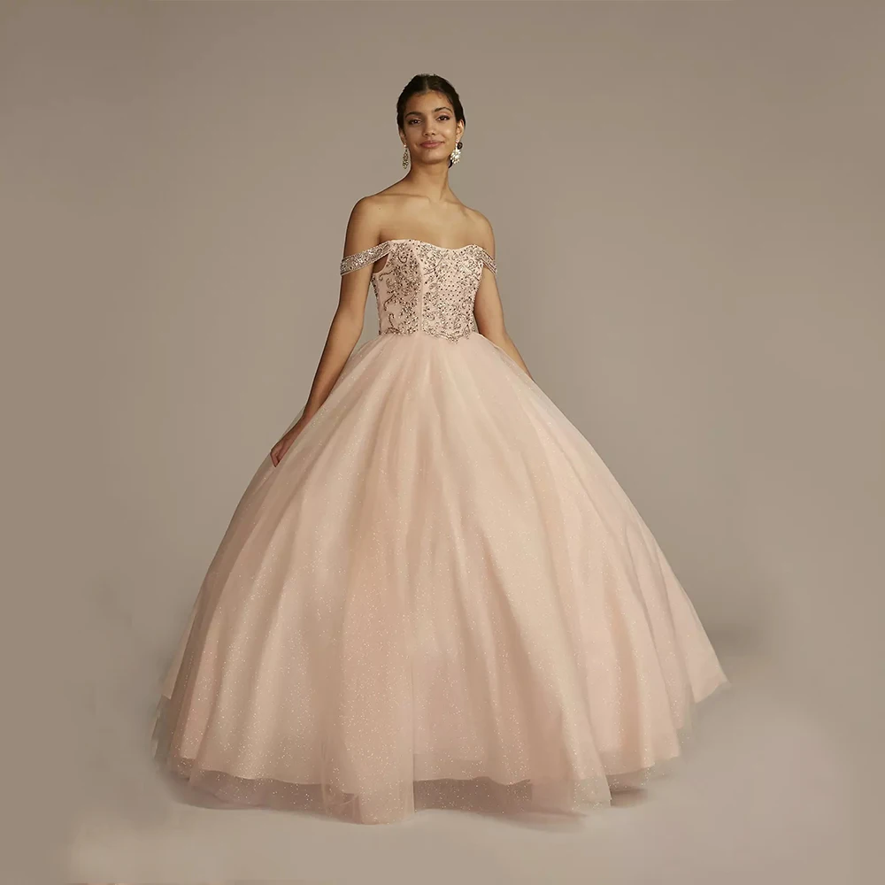 

Arya Elegant Classic Wedding Dress Tulle for Floor-Length Off the Shoulder Prom Dress Beading Vestidos De Fiesta Customized