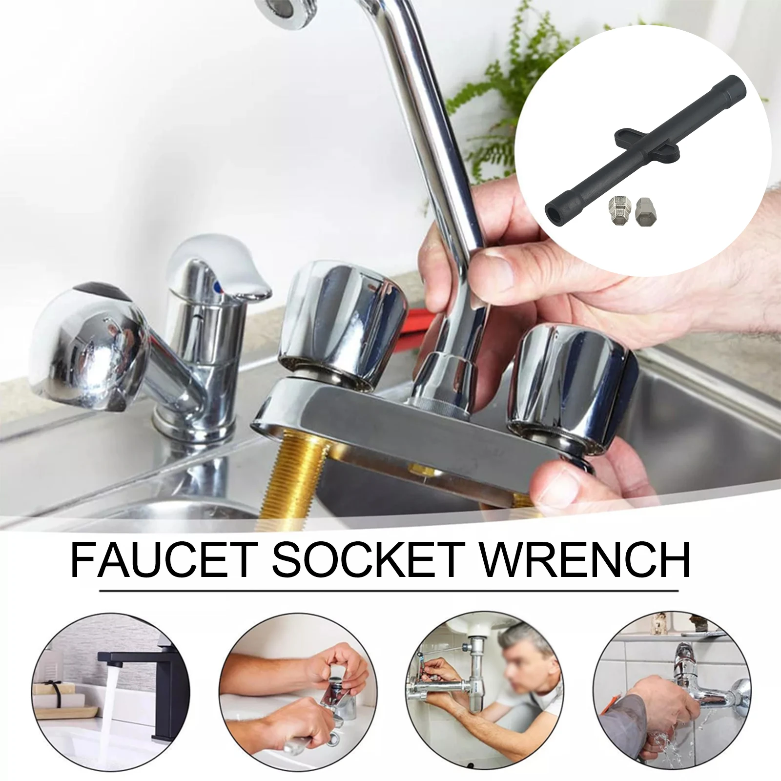 1pc Multifunctional Faucet Wrench 9/10/11/12mm Flume Wrench Key Plumbing Tools Sink Faucet Socket Kitchen Faucet Accessories