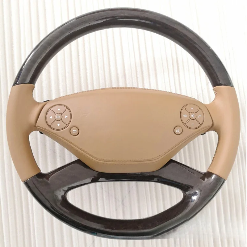 For Mercedes Benz W221 S350 Original Steering Wheel Refurbished Wood Grain And Leather Cover Modified Steering Wheel With Decora