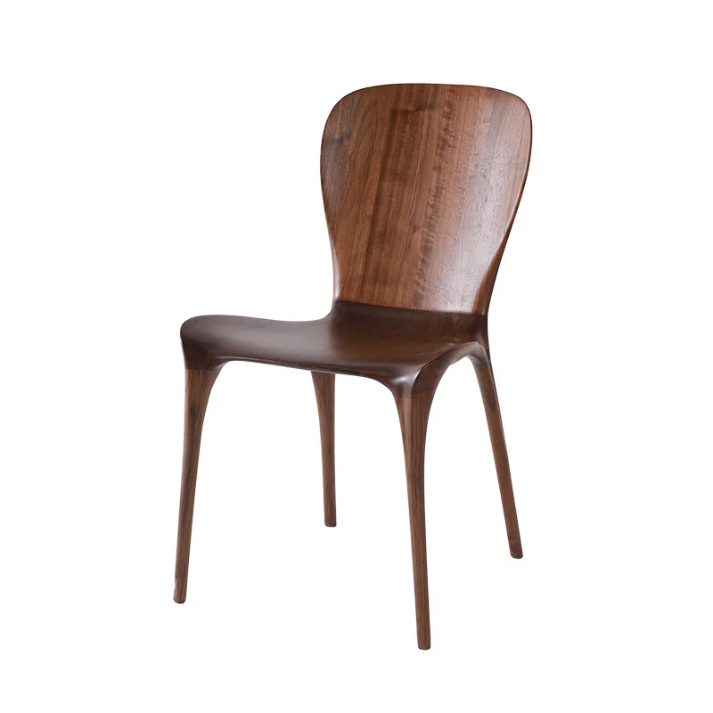 

Modern Home Black Walnut Chair Hotel All Log Dining Nordic Solid