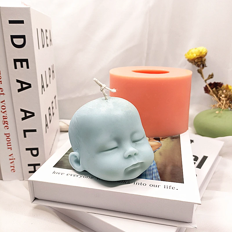 Imagem -02 - Little Baby Head Candle Silicone Mold Artificial 3d Crianças Cabeça Resina Argila Epóxi Molde de Cera Artesanal Aniversário Festa Presentes