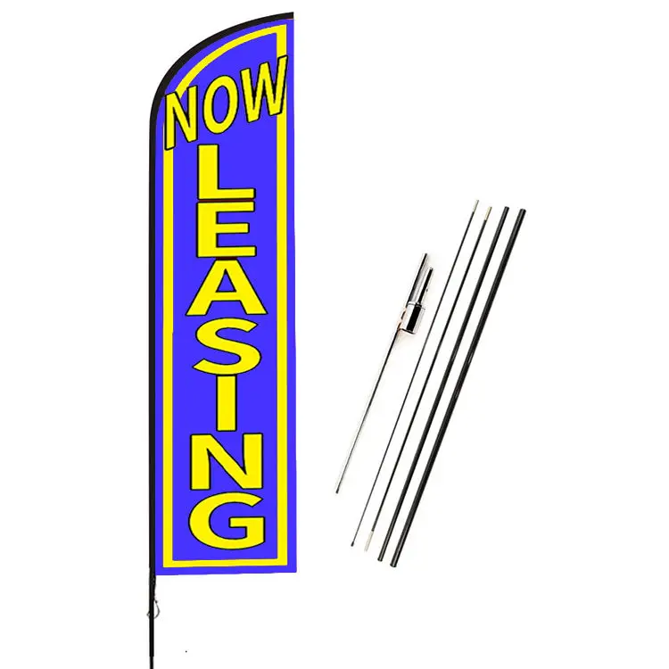 

Stock Available Polyester Flying Banners Outdoor Promotional Business Advertising Teardrop Beach Flag Feather Flag