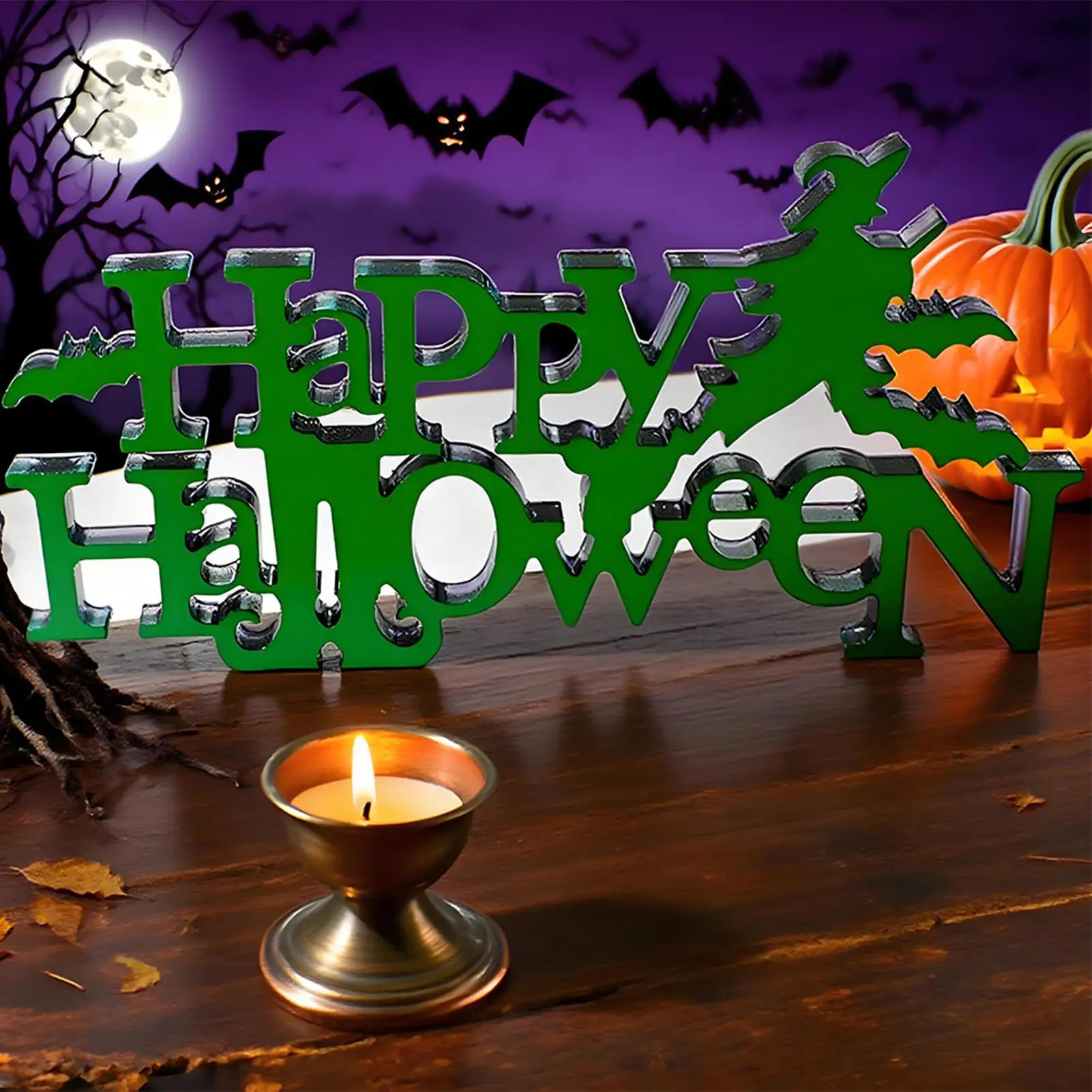 Moldes de silicone para halloween, moldes de sinal de porta com letras felizes para resina epóxi, artesanato multiuso, ajuda para velas