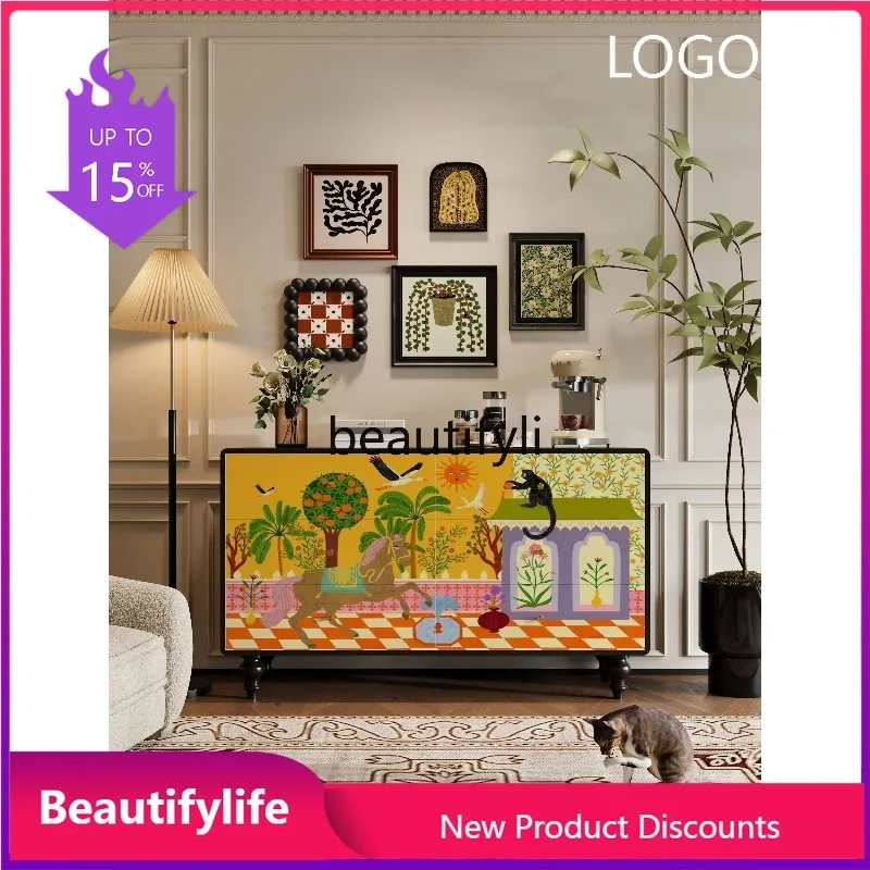 

PP French six-chest cabinet solid wood living room locker bedroom bedside storage drawer decorative cabinet
